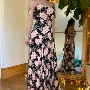 Reformation Venue Poppy Dress Black/Pink